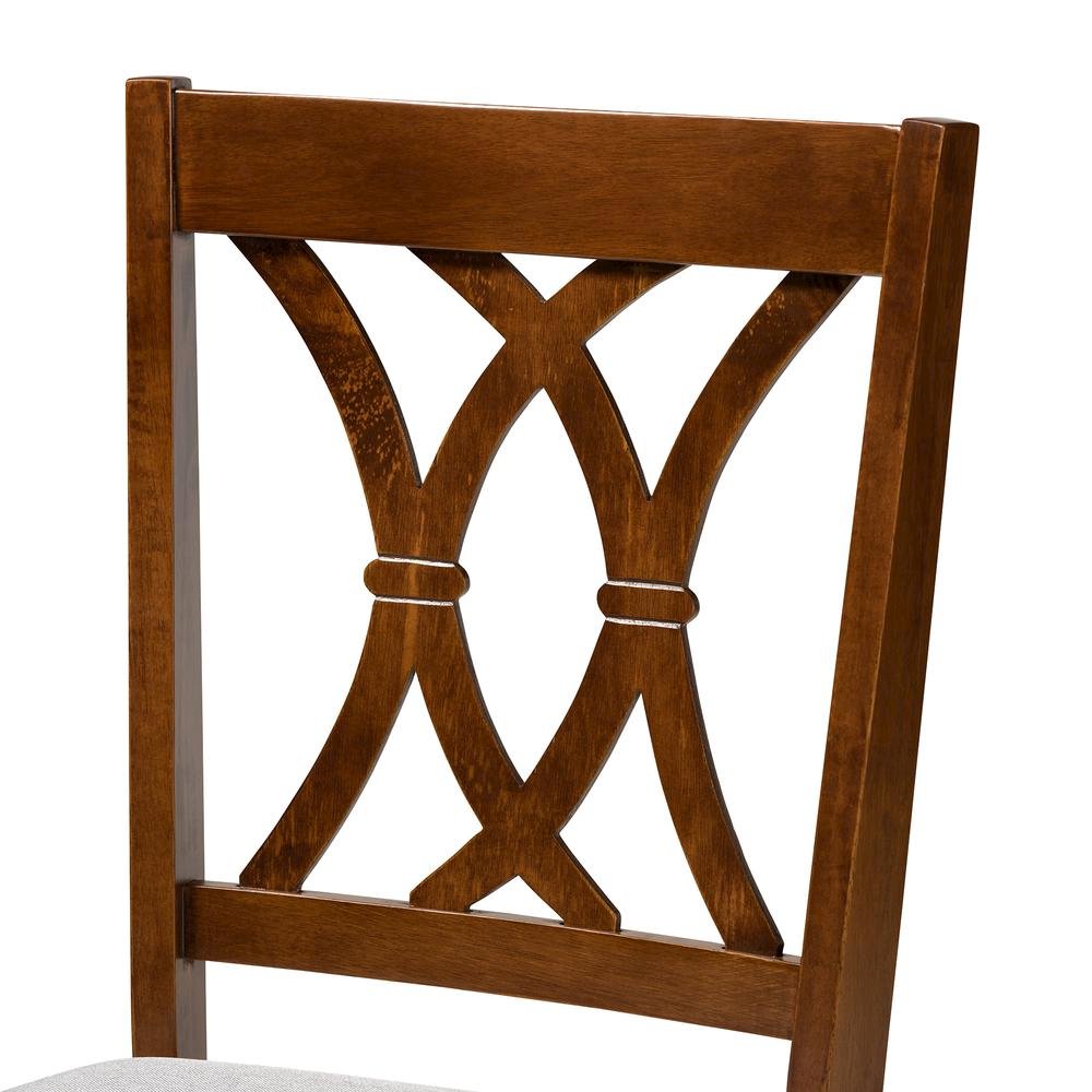 Maya Modern Grey Fabric and Walnut Brown Finished Wood 7-Piece Dining Set. Picture 15