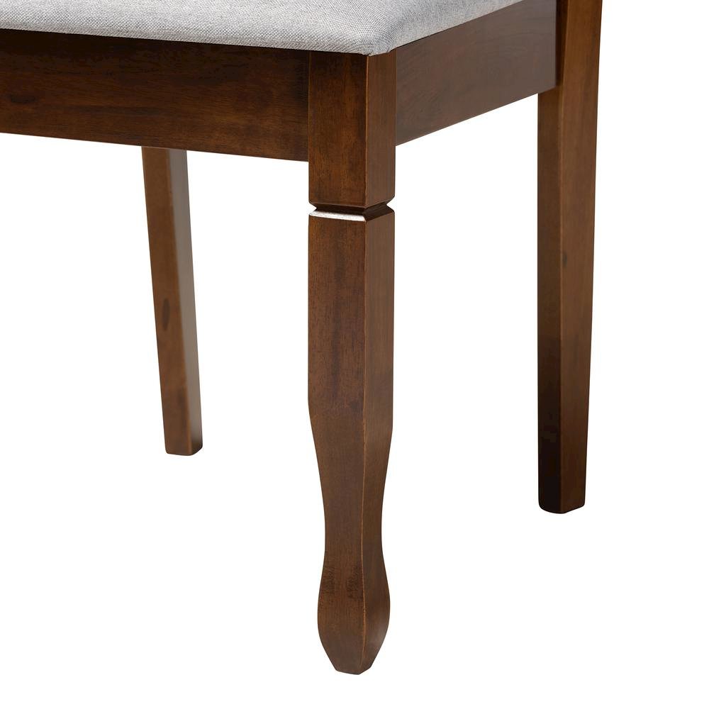 Maya Modern Grey Fabric and Walnut Brown Finished Wood 7-Piece Dining Set. Picture 16