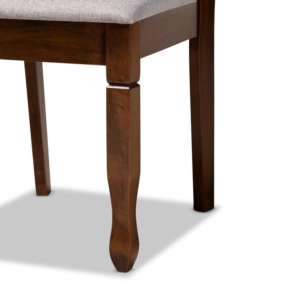 Grey Fabric Upholstered and Walnut Brown Finished Wood 7-Piece Dining Set. Picture 15