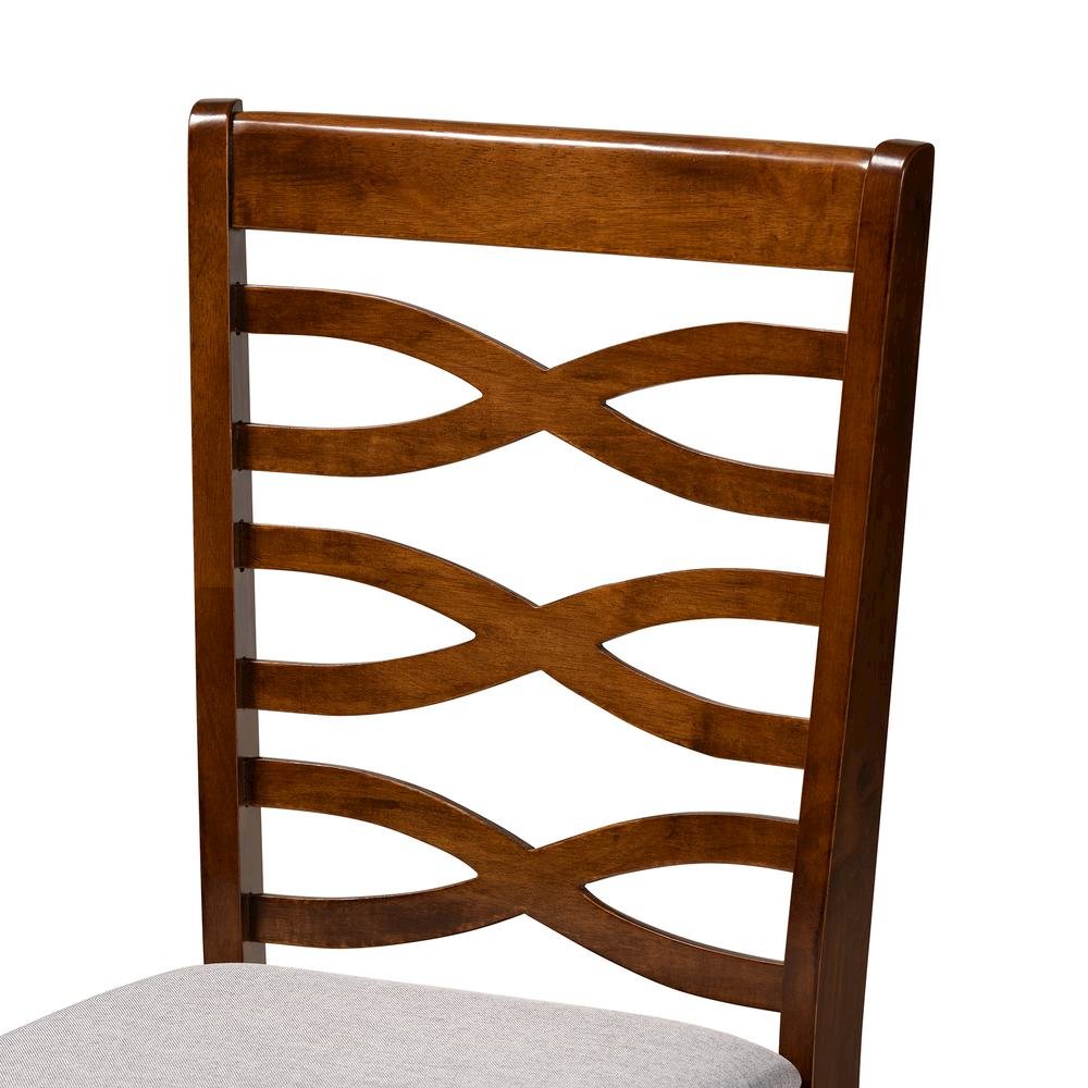 Grey Fabric Upholstered and Walnut Brown Finished Wood 7-Piece Dining Set. Picture 14
