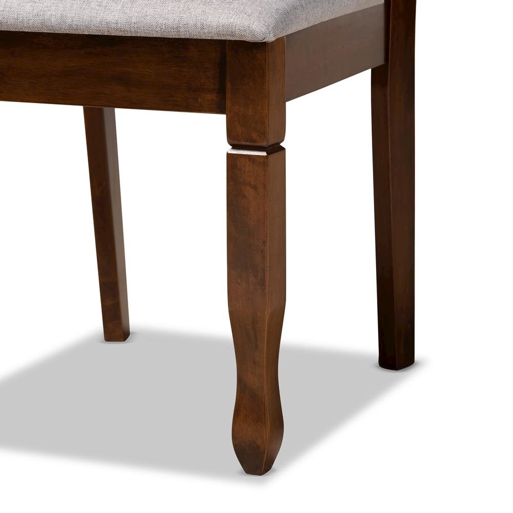 Grey Fabric Upholstered and Walnut Brown Finished Wood 7-Piece Dining Set. Picture 15