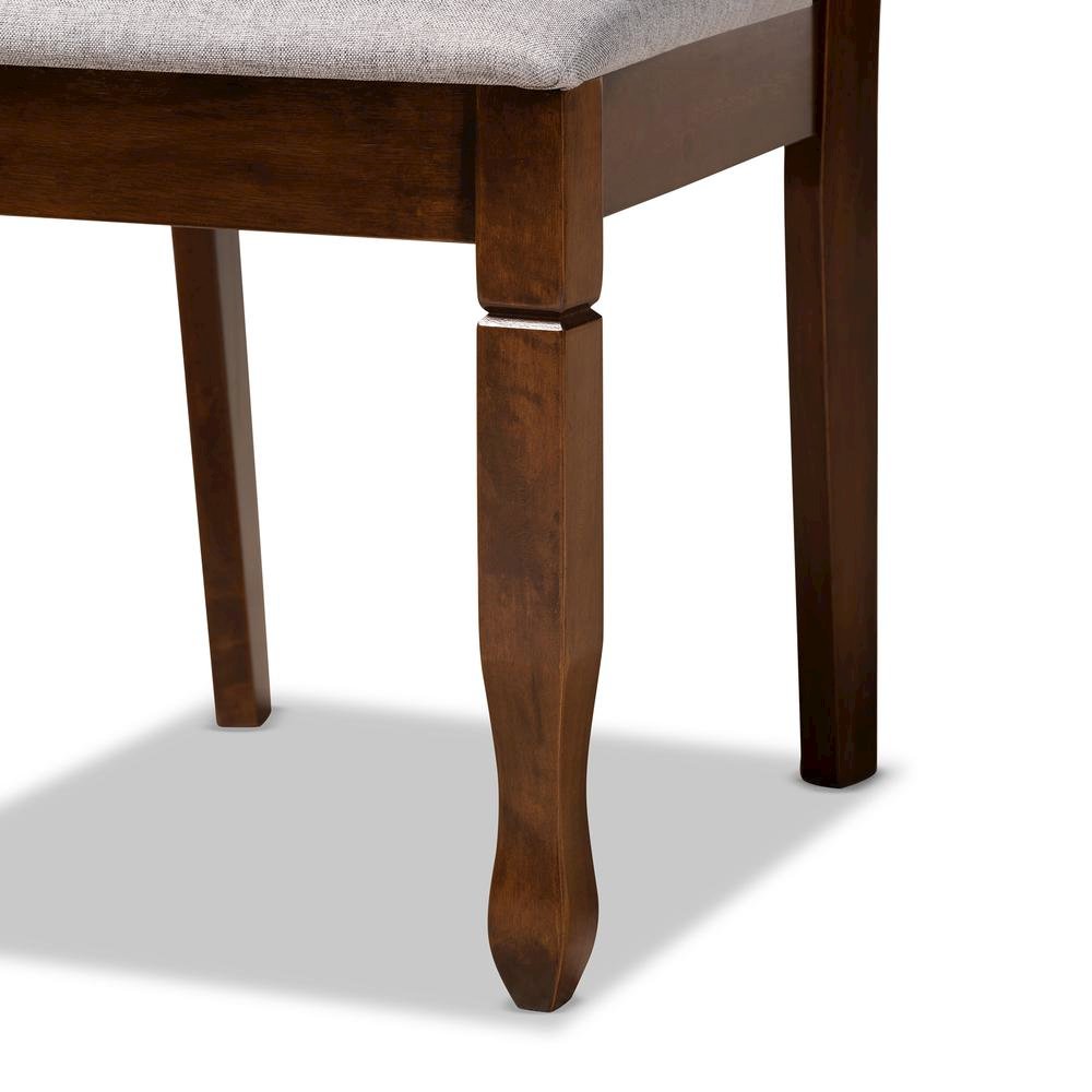 Grey Fabric Upholstered and Walnut Brown Finished Wood 2-Piece Dining Chair Set. Picture 13