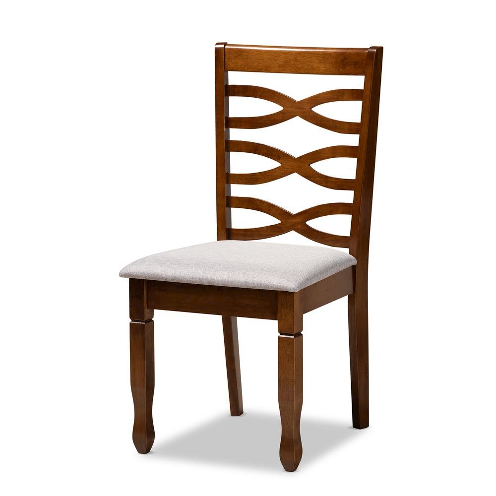 Grey Fabric Upholstered and Walnut Brown Finished Wood 5-Piece Dining Set. Picture 11
