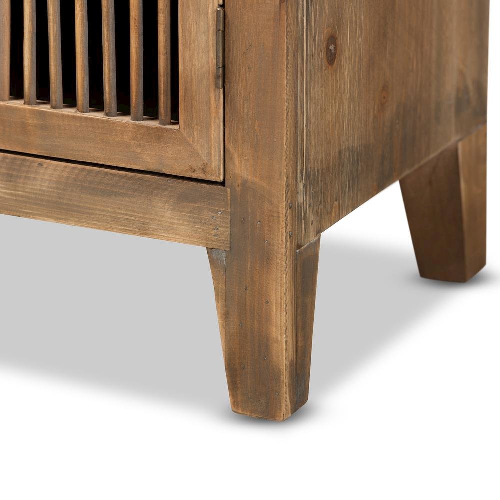 Transitional Medium Oak Finished 2-Door Wood Spindle Accent Storage Cabinet. Picture 15
