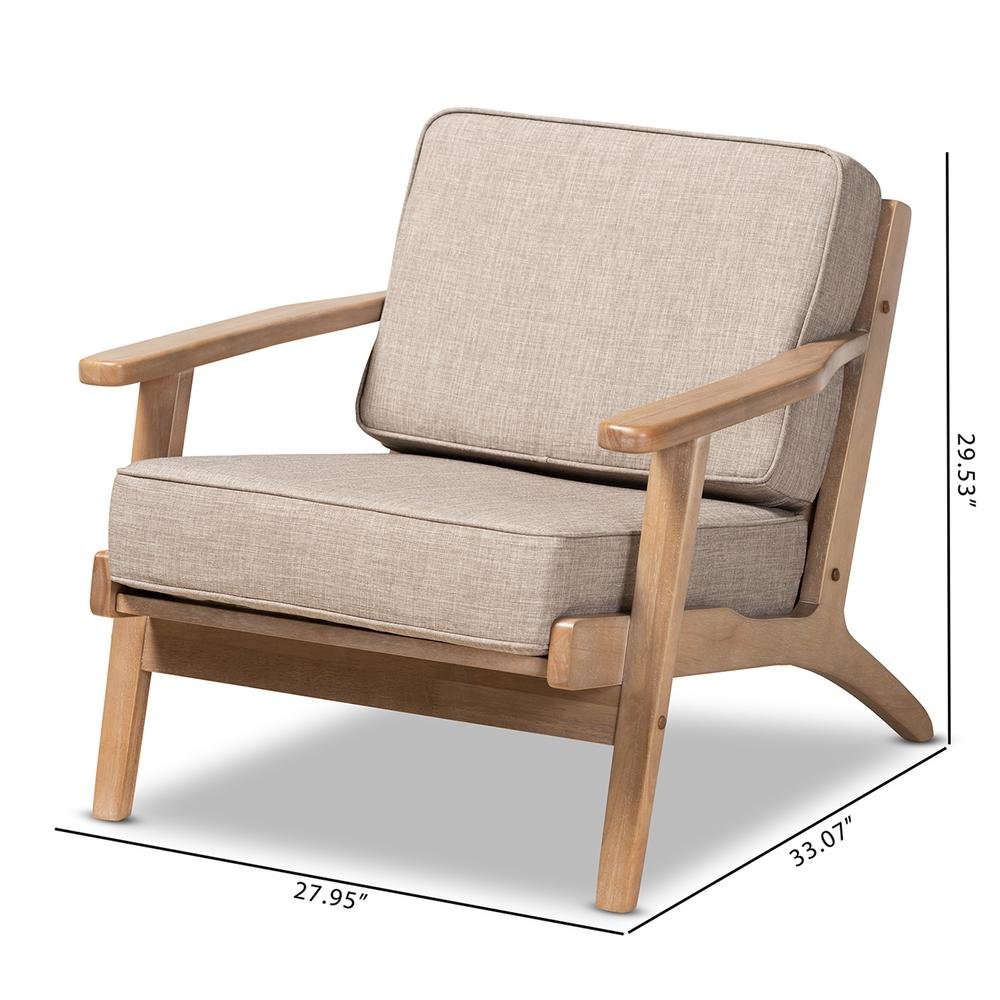 Light Grey Fabric Upholstered Antique Oak Finished Wood Armchair. Picture 18