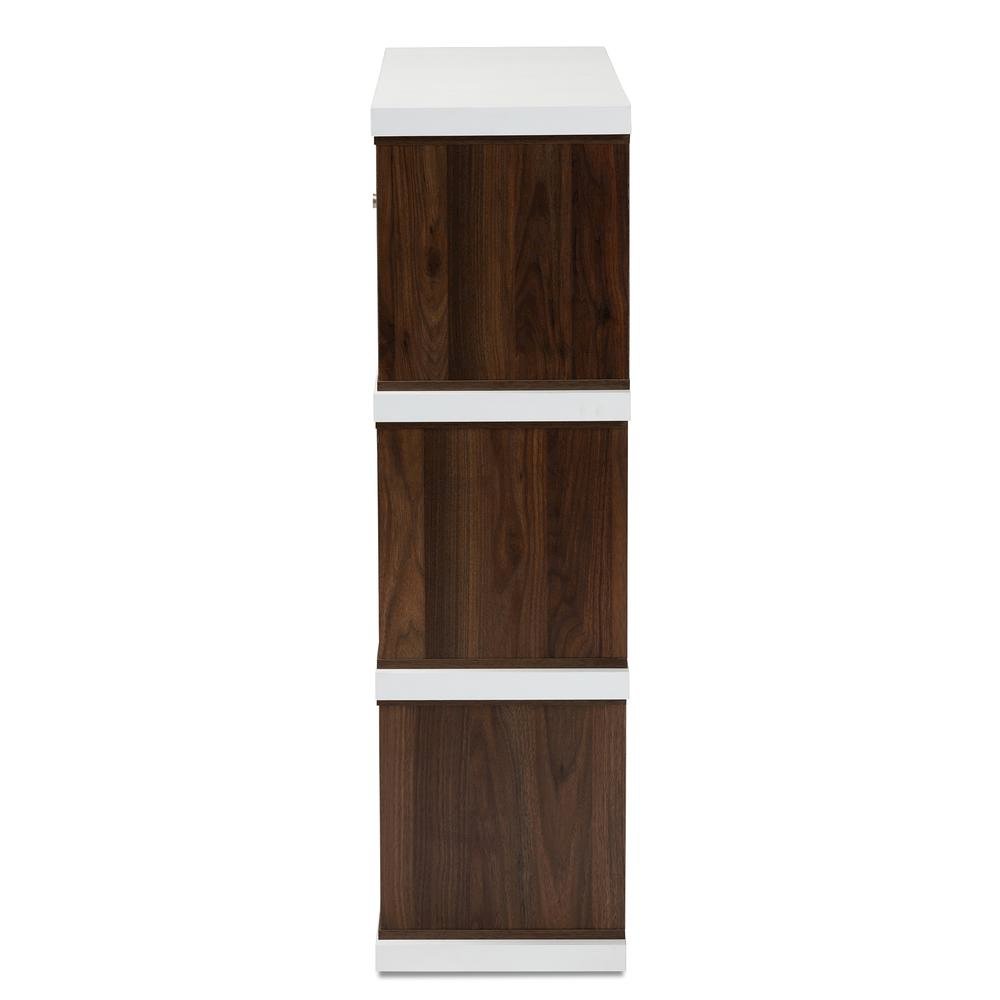 Two-Tone White and Walnut Brown Finished 2-Drawer Bookcase. Picture 12