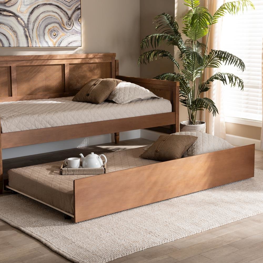 Toveli Modern and Contemporary Ash Walnut Finished Twin Size Trundle Bed. Picture 10