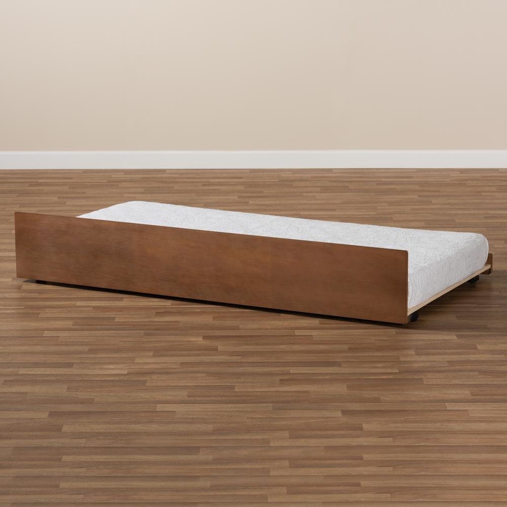 Toveli Modern and Contemporary Ash Walnut Finished Twin Size Trundle Bed. Picture 11