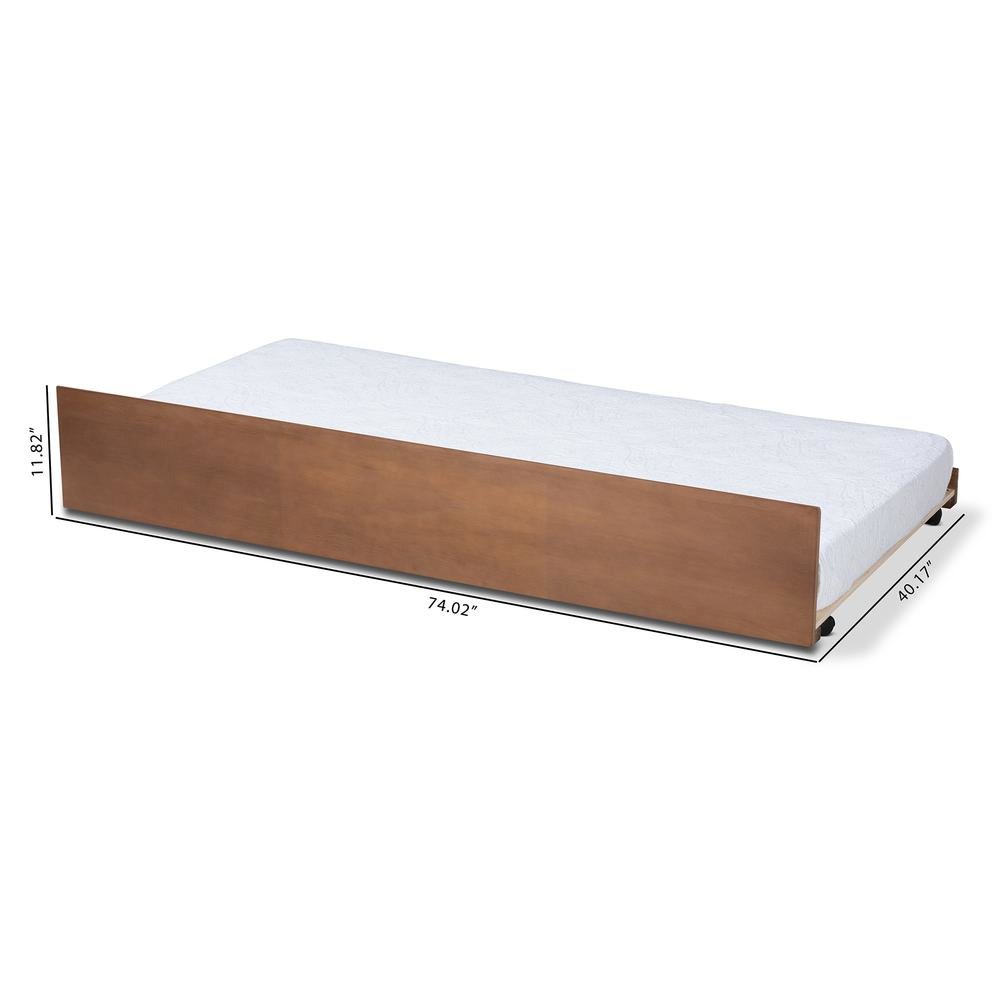 Toveli Modern and Contemporary Ash Walnut Finished Twin Size Trundle Bed. Picture 12