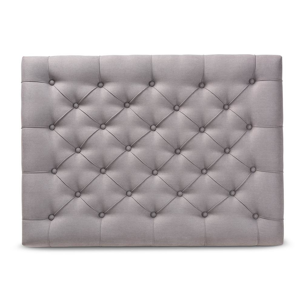 and Rustic Grey Linen Fabric Upholstered and Greywashed Wood Cocktail Ottoman. Picture 12