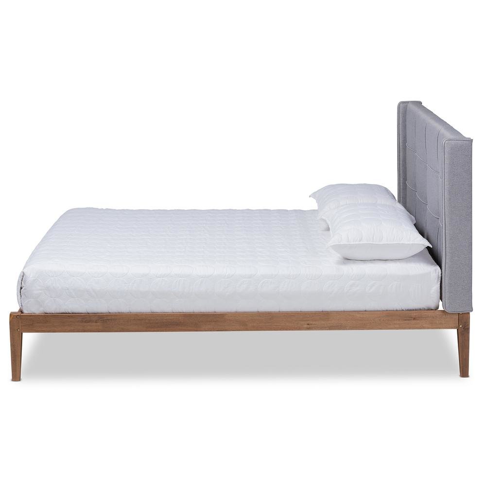 Ash Walnut Brown Finished Wood Full Size Platform Bed. Picture 12