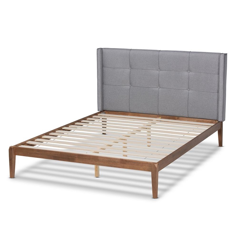 Ash Walnut Brown Finished Wood Full Size Platform Bed. Picture 13