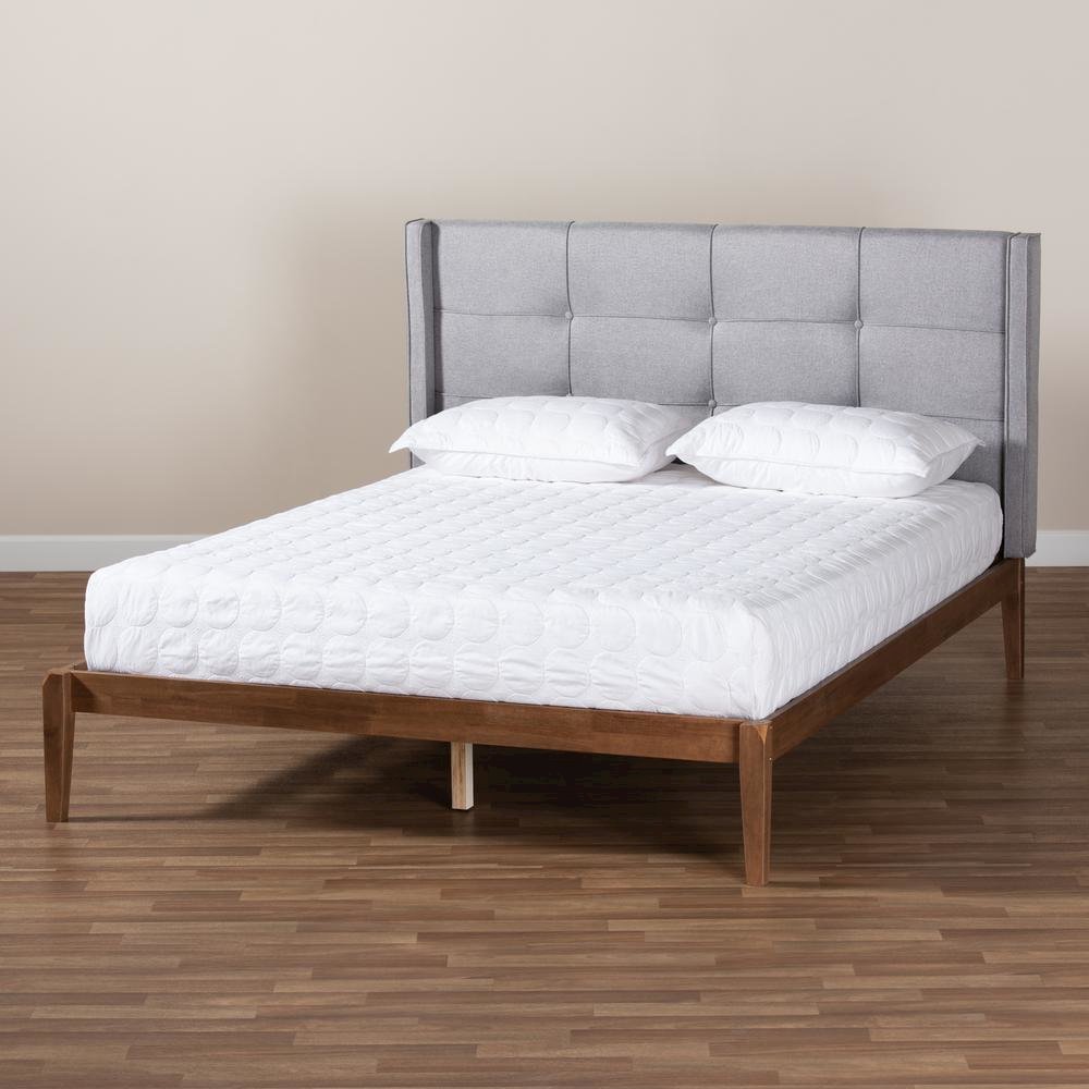 Ash Walnut Brown Finished Wood Full Size Platform Bed. Picture 17