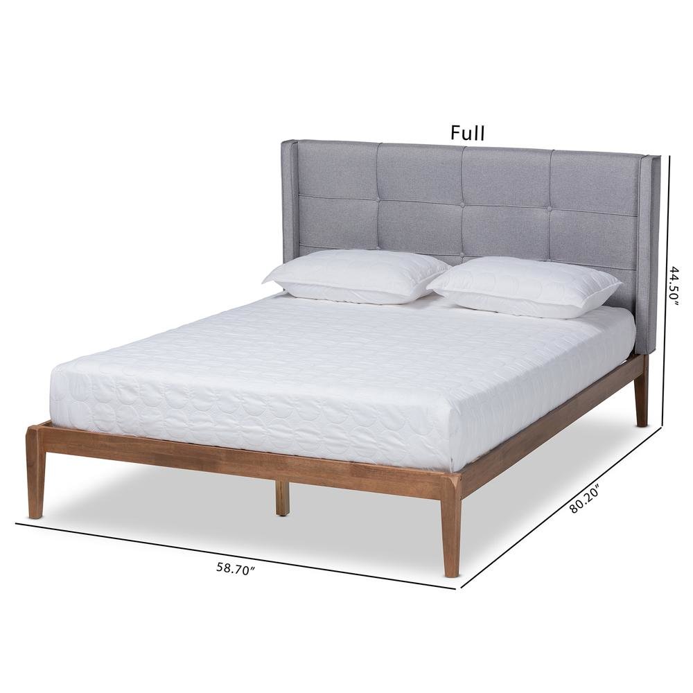 Ash Walnut Brown Finished Wood Full Size Platform Bed. Picture 18