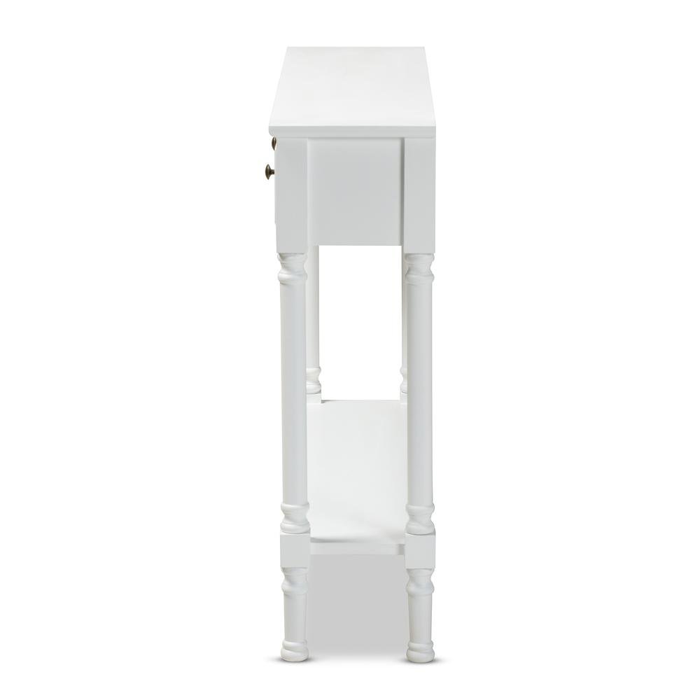Traditional French Farmhouse White Finished Wood 3-Drawer Entryway Console Table. Picture 13