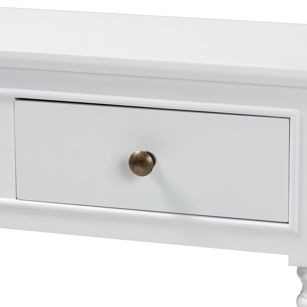 Traditional French Farmhouse White Finished Wood 3-Drawer Entryway Console Table. Picture 14