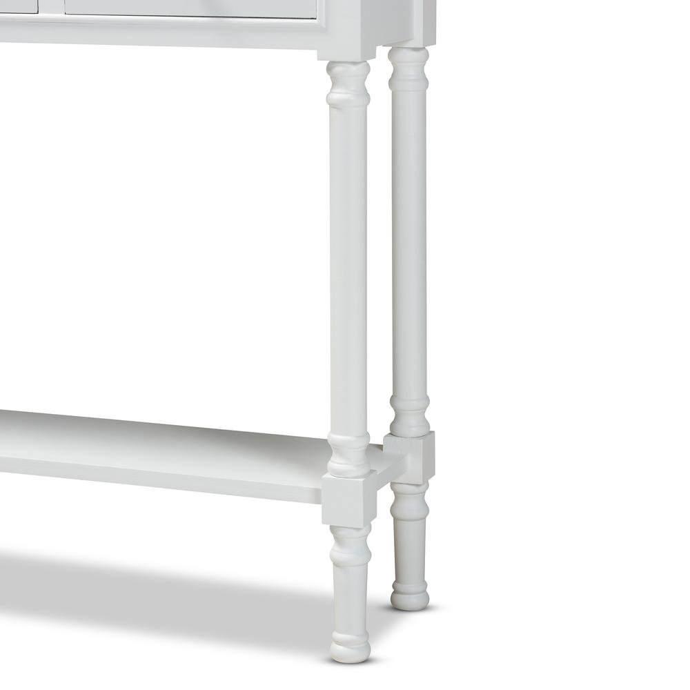 Traditional French Farmhouse White Finished Wood 3-Drawer Entryway Console Table. Picture 15