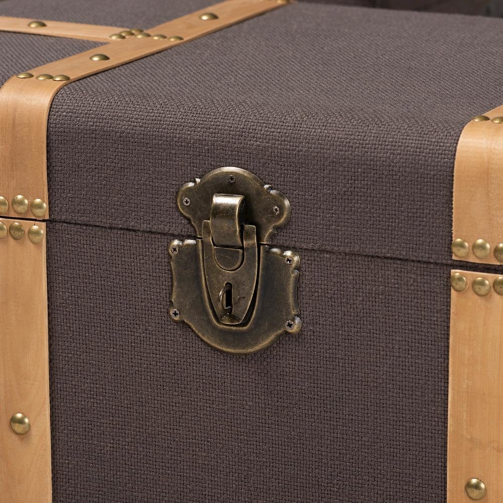 Oak Brown Finished 2-Piece Storage Trunk Set. Picture 11