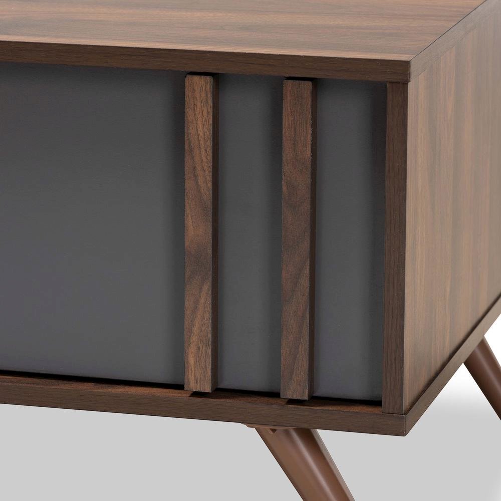 Two-Tone Grey and Walnut Finished Wood 1-Drawer Coffee Table. Picture 7