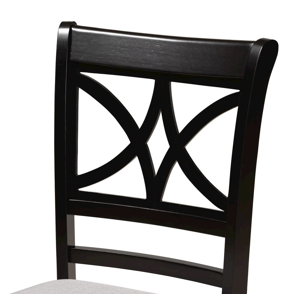 Grey Fabric Upholstered and Dark Brown Finished Wood 5-Piece Dining Set. Picture 14