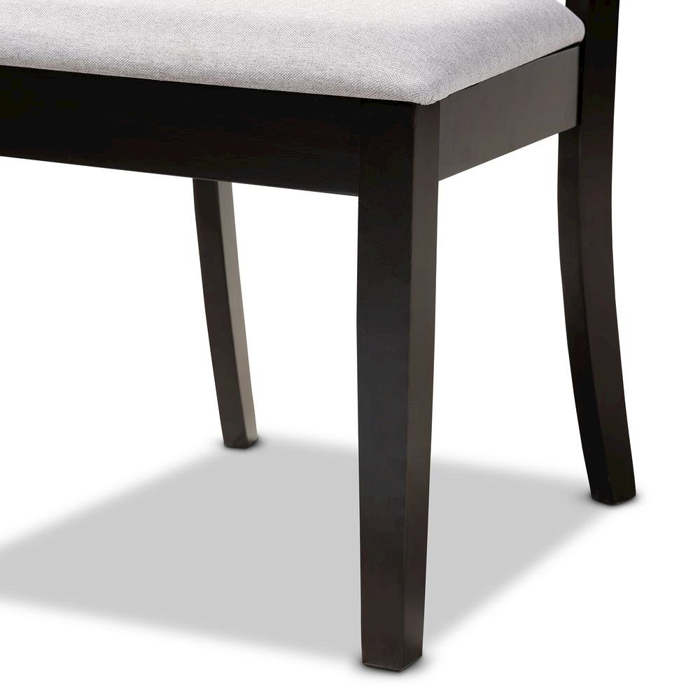 Grey Fabric Upholstered and Dark Brown Finished Wood 5-Piece Dining Set. Picture 15