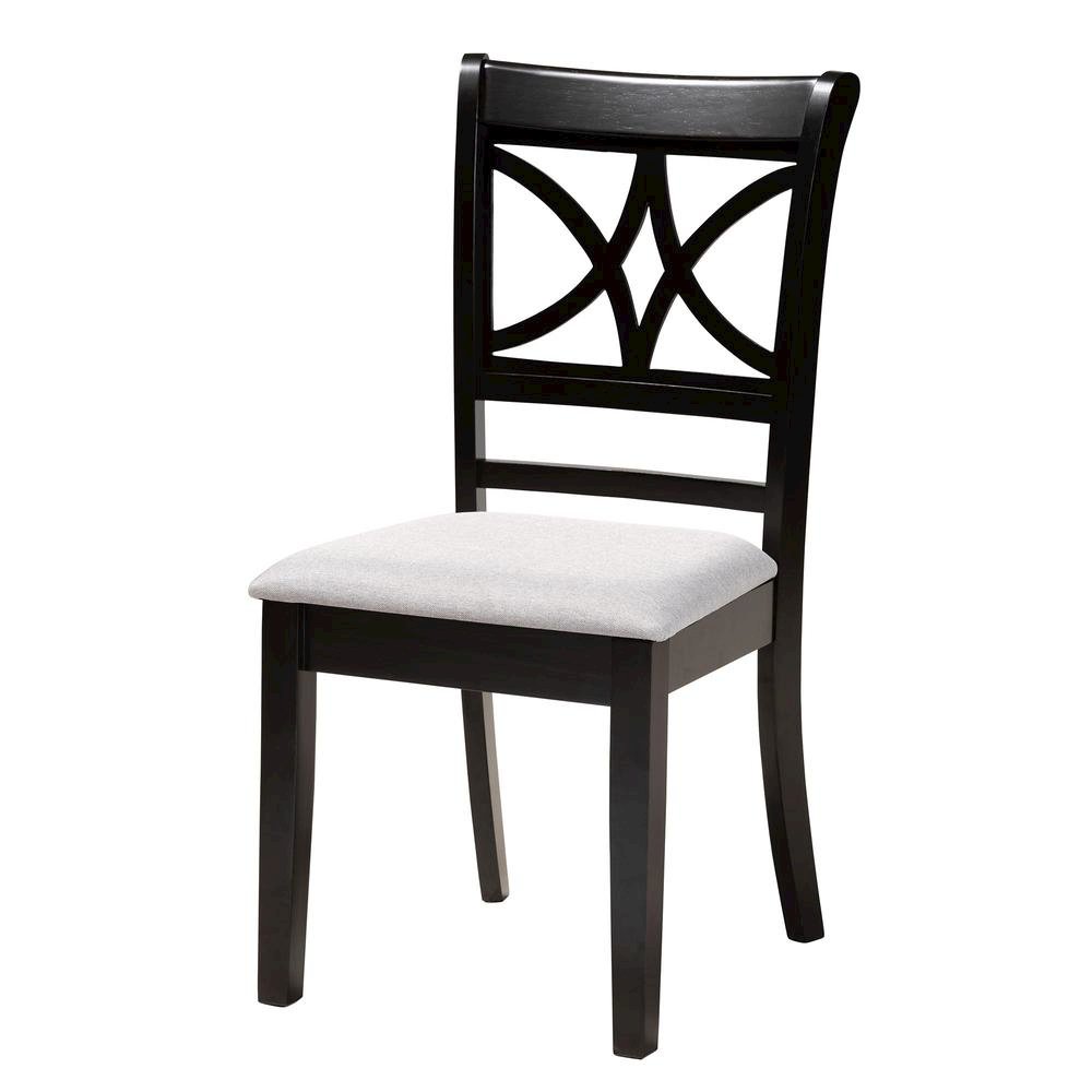 Noemi Modern Grey Fabric and Dark Brown Finished Wood 5-Piece Dining Set. Picture 12