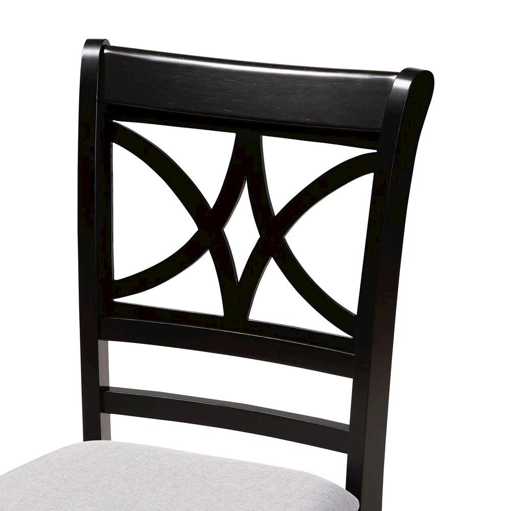 Noemi Modern Grey Fabric and Dark Brown Finished Wood 5-Piece Dining Set. Picture 15