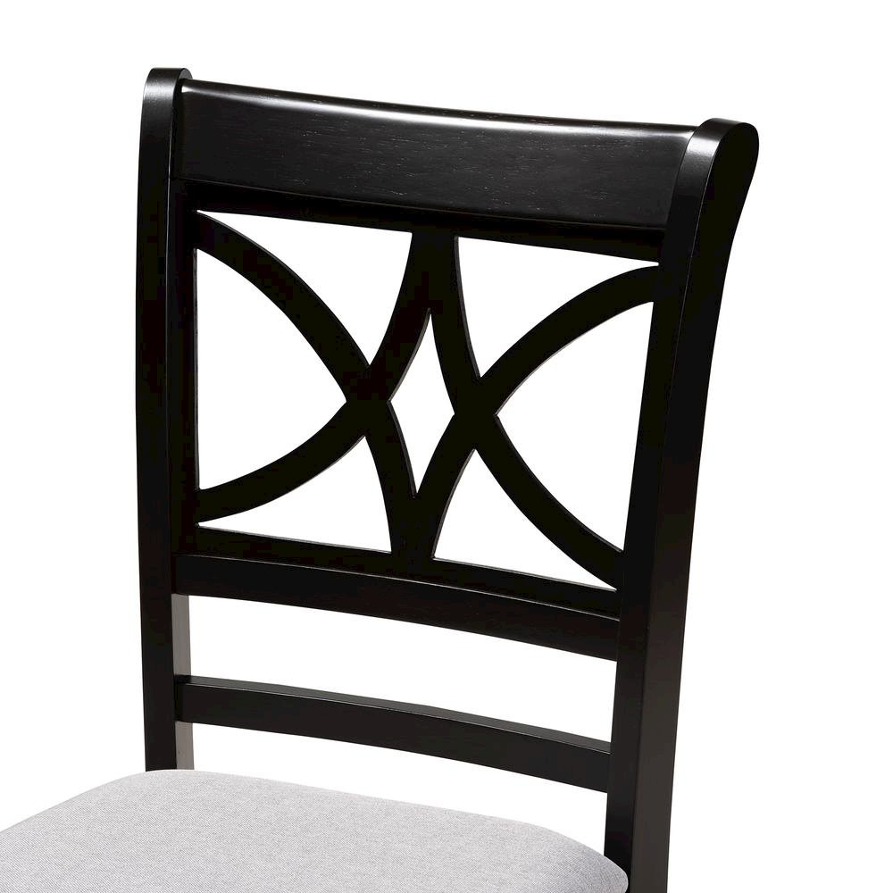 Grey Fabric Upholstered and Espresso Brown Finished Wood 5-Piece Dining Set. Picture 14