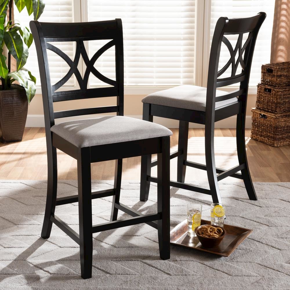 Espresso Brown Finished Wood 2-Piece Counter Height Pub Chair Set. Picture 14