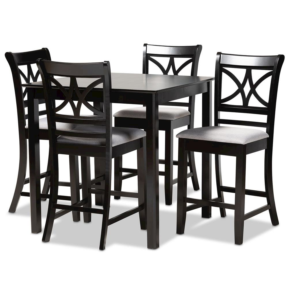 Espresso Brown Finished Wood 5-Piece Counter Height Pub Dining Set. Picture 9