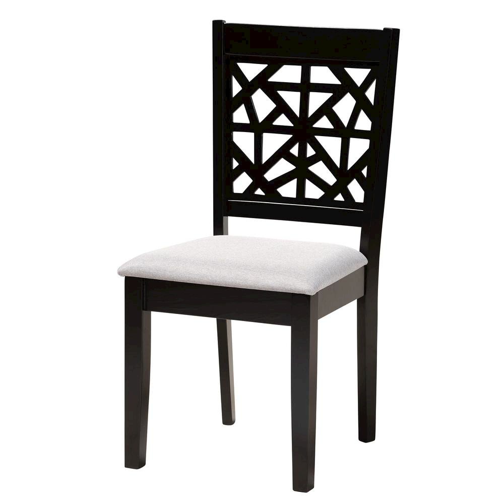 Jamie Moden Grey Fabric and Dark Brown Finished Wood 5-Piece Dining Set. Picture 12