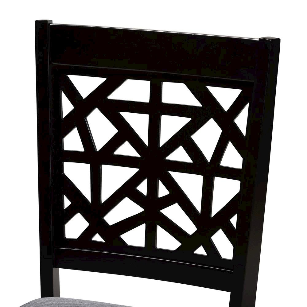 Lena Modern Grey Fabric and Dark Brown Finished Wood 5-Piece Dining Set. Picture 15