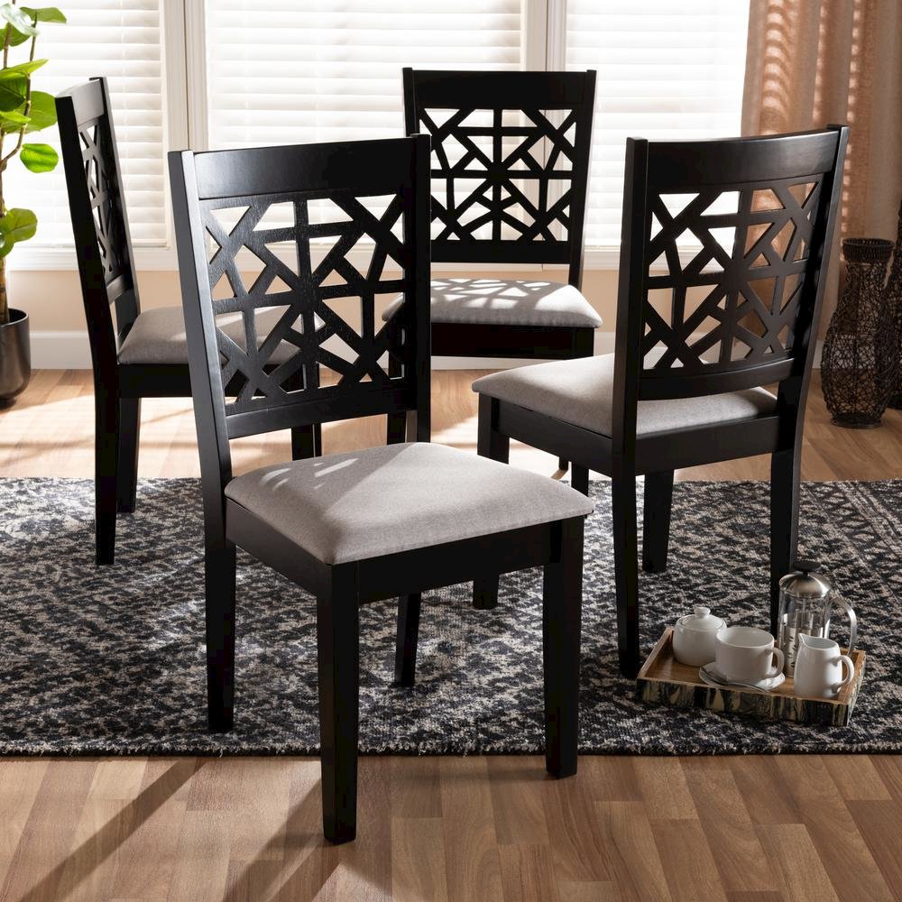 Espresso Brown Finished Wood 4-Piece Dining Chair Set. Picture 12