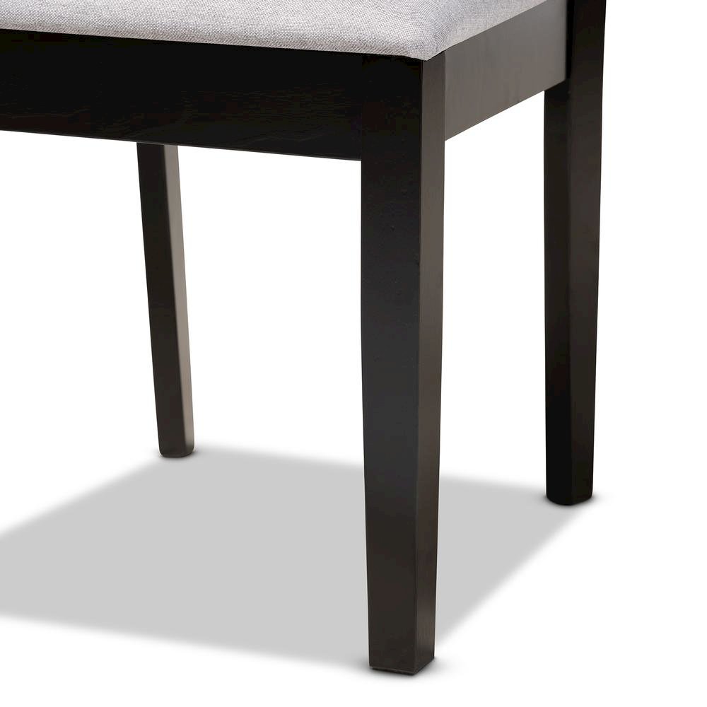 Grey Fabric Upholstered and Espresso Brown Finished Wood 5-Piece Dining Set. Picture 15