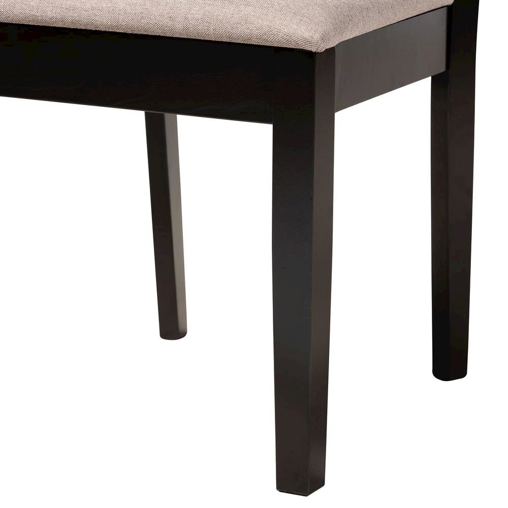 Jamie Moden Beige Fabric and Dark Brown Finished Wood 5-Piece Dining Set. Picture 16
