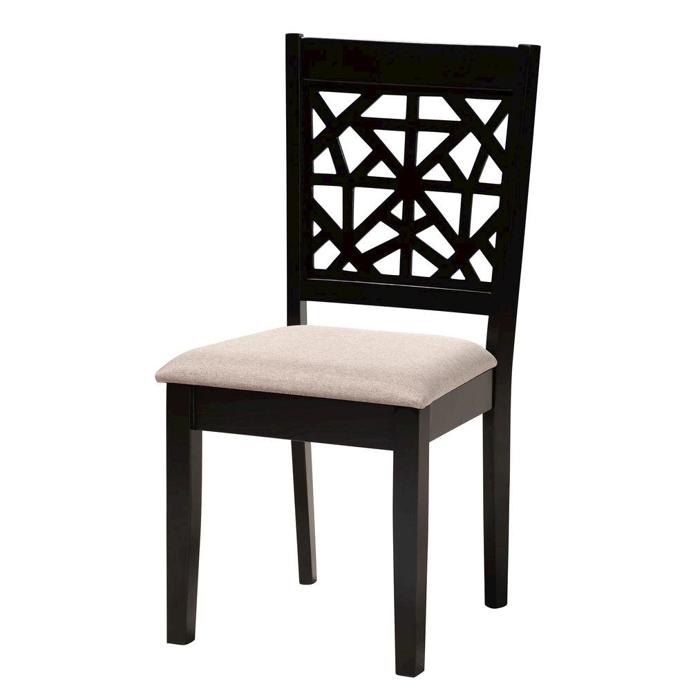 Lena Modern Beige Fabric and Dark Brown Finished Wood 5-Piece Dining Set. Picture 12