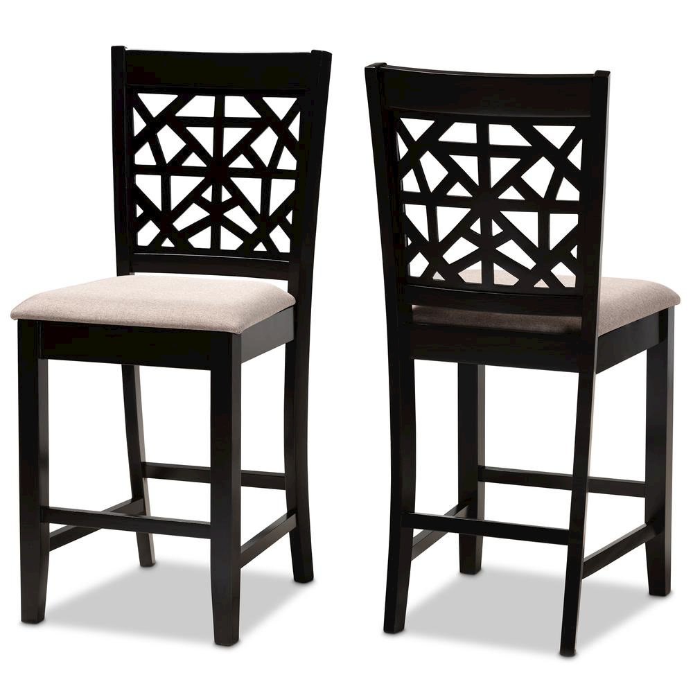 Espresso Brown Finished Wood 2-Piece Counter Height Pub Chair Set. Picture 9