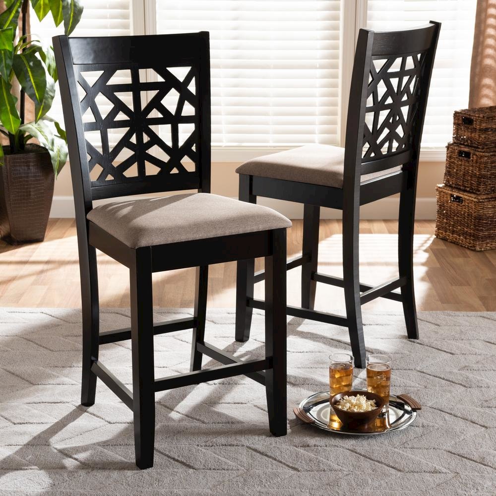 Espresso Brown Finished Wood 2-Piece Counter Height Pub Chair Set. Picture 14