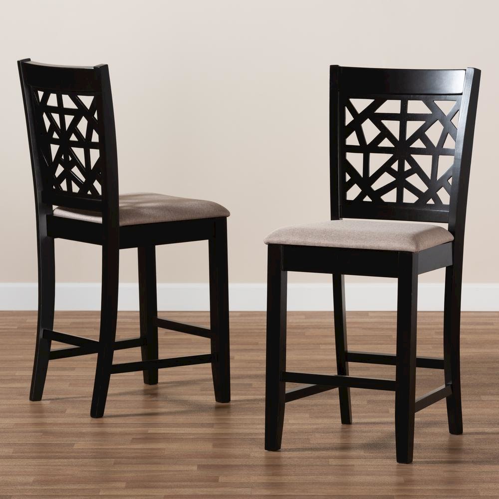 Espresso Brown Finished Wood 2-Piece Counter Height Pub Chair Set. Picture 15