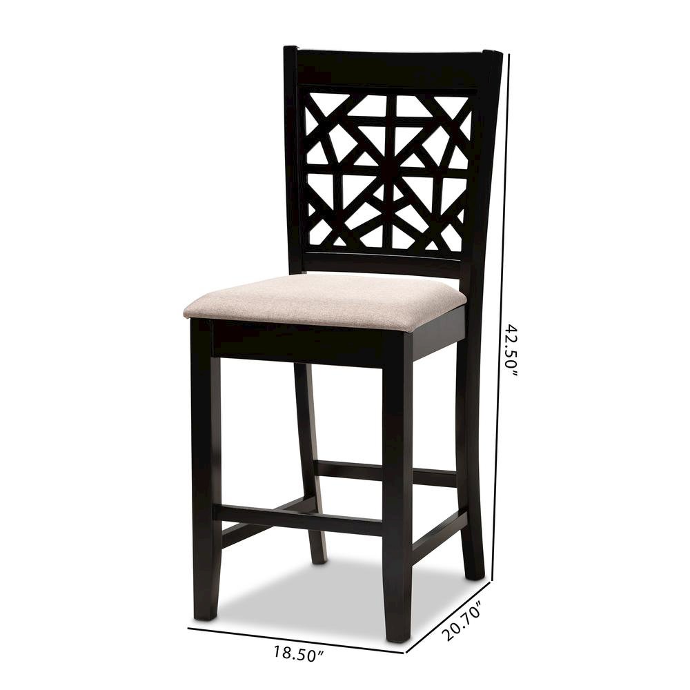 Espresso Brown Finished Wood 2-Piece Counter Height Pub Chair Set. Picture 16