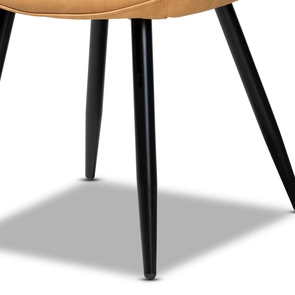 Leather Upholstered and Black Metal 4-Piece Dining Chair Set. Picture 11
