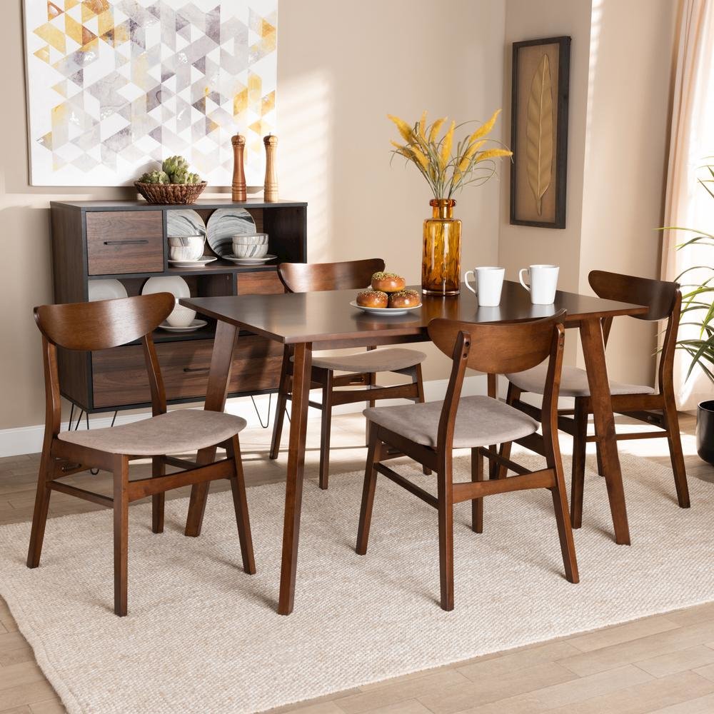 Walnut Brown Finished Wood 5-Piece Dining Set. Picture 14