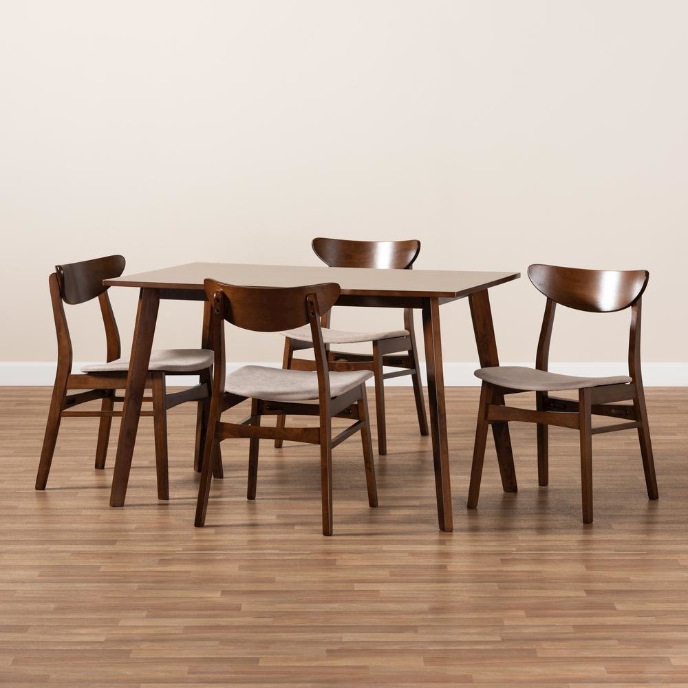 Walnut Brown Finished Wood 5-Piece Dining Set. Picture 15