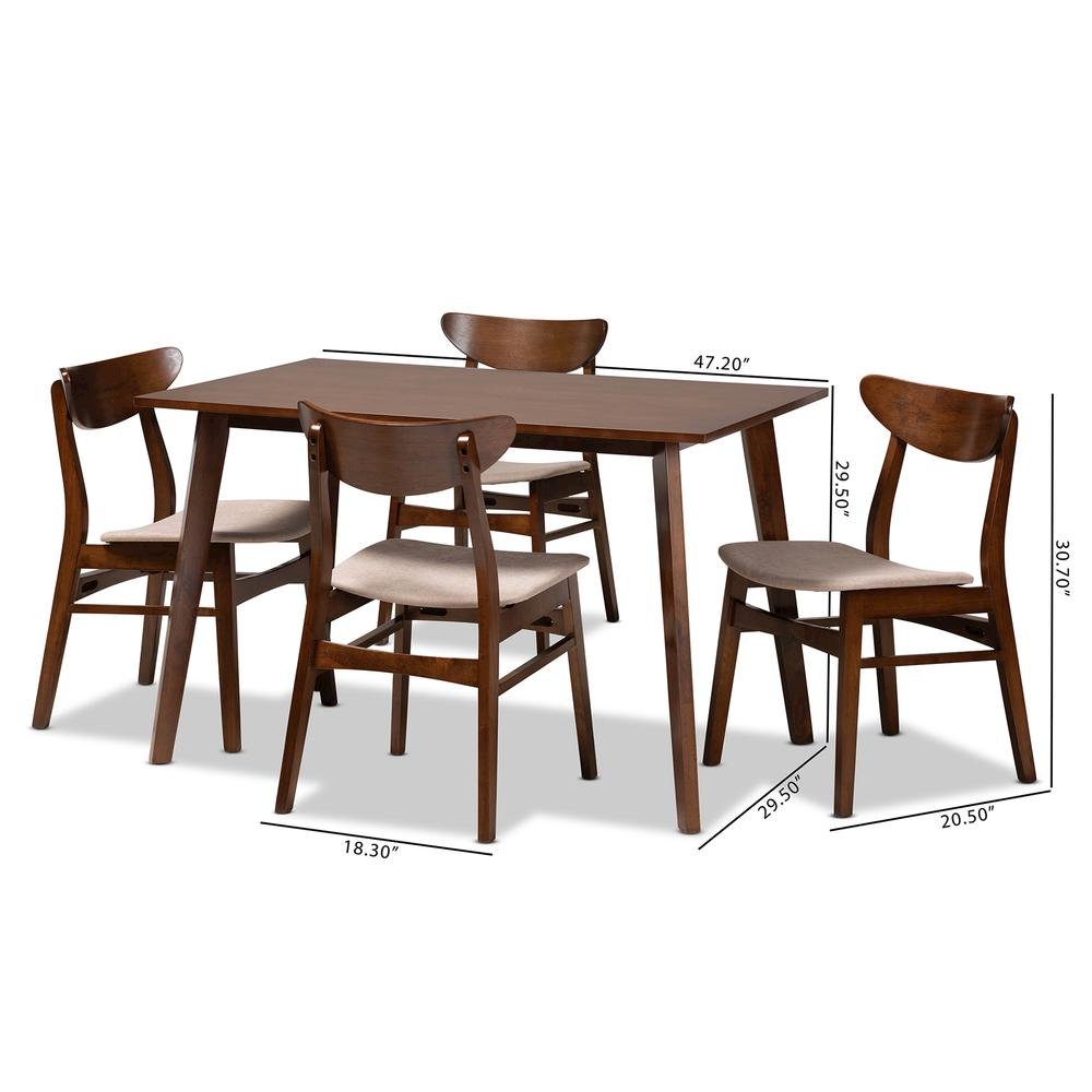 Walnut Brown Finished Wood 5-Piece Dining Set. Picture 16