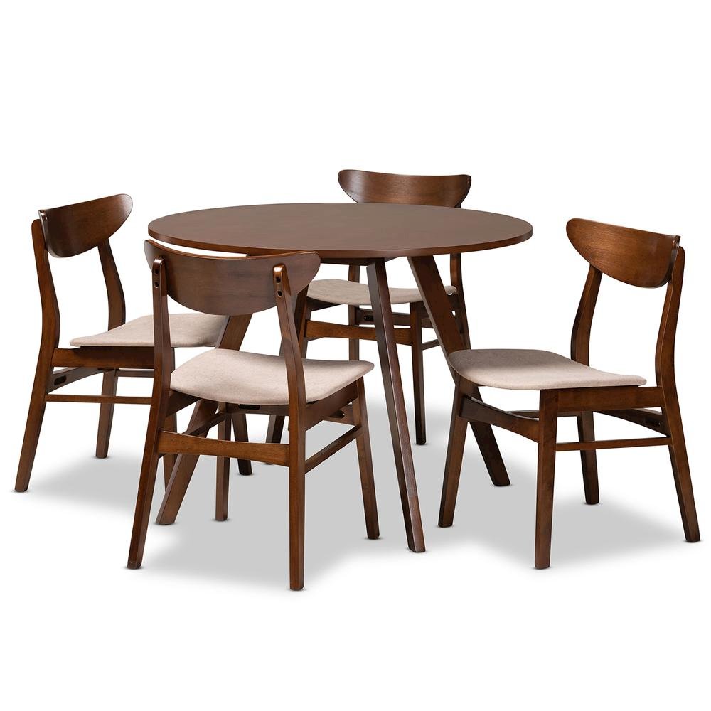 Walnut Brown Finished Wood 5-Piece Dining Set. Picture 9