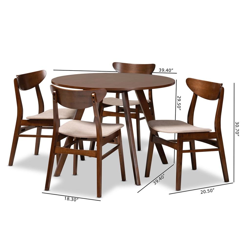 Walnut Brown Finished Wood 5-Piece Dining Set. Picture 16