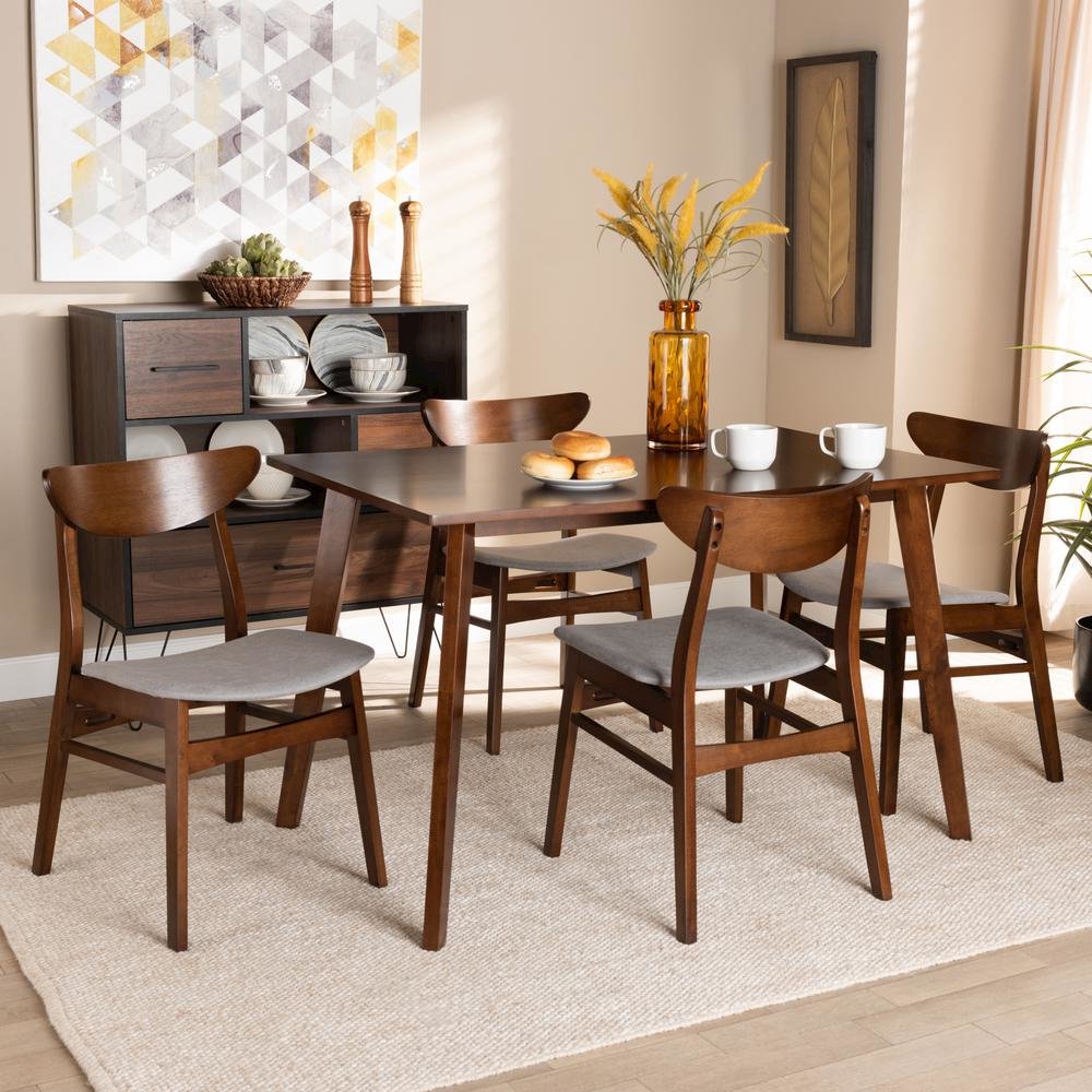 Walnut Brown Finished Wood 5-Piece Dining Set. Picture 14