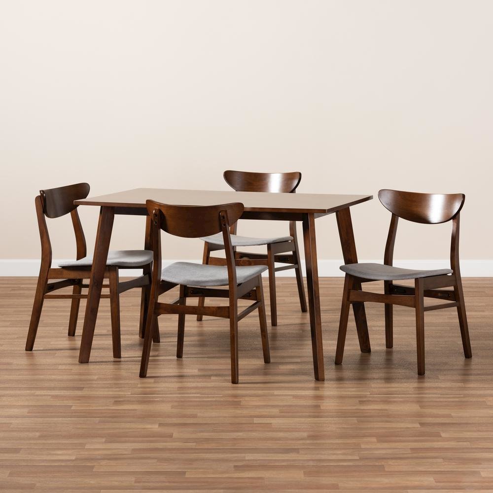 Walnut Brown Finished Wood 5-Piece Dining Set. Picture 15