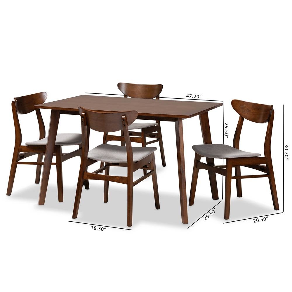 Walnut Brown Finished Wood 5-Piece Dining Set. Picture 16