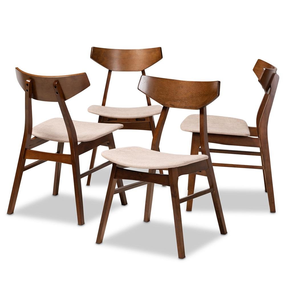 Walnut Brown Finished Wood 4-Piece Dining Chair Set. Picture 7